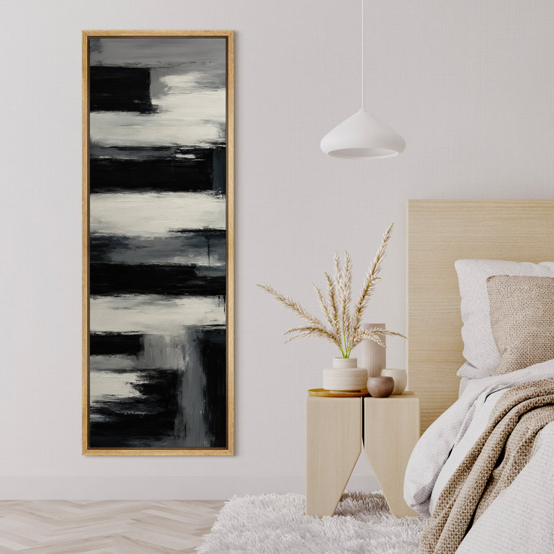 Toile abstraite encadrée, reproduction minimaliste neutre pour décoration murale moderne, Naturel, H 60 po x l 20 po
