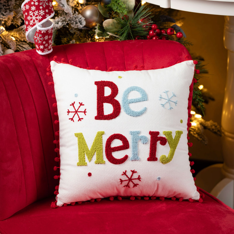 Coussin décoratif 14 "Be Merry Holiday Christmas, multicolore
