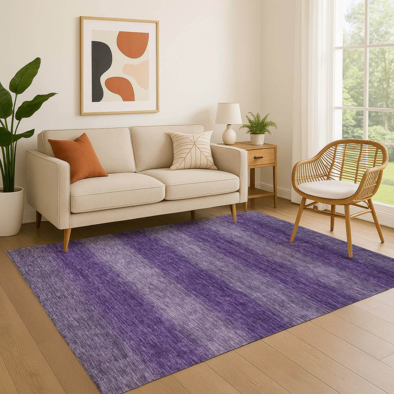 Premium Machine Washable Lubbers AMF1733 Stripe Rug, Rectangle 3' x 5'