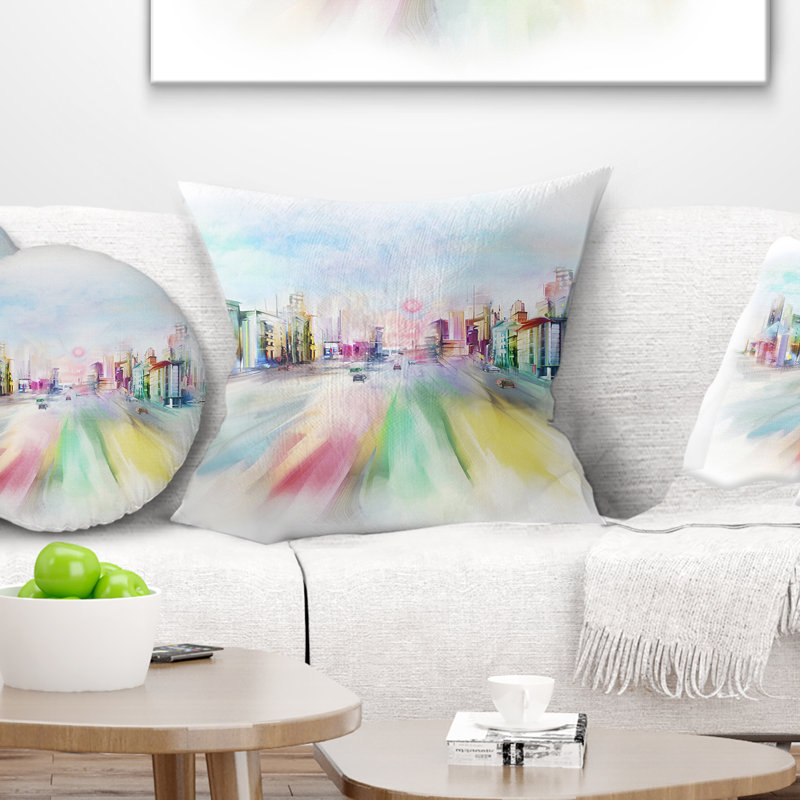 Coussin silhouette de paysage urbain Big City, 12 po x 20 po, Rectangulaire