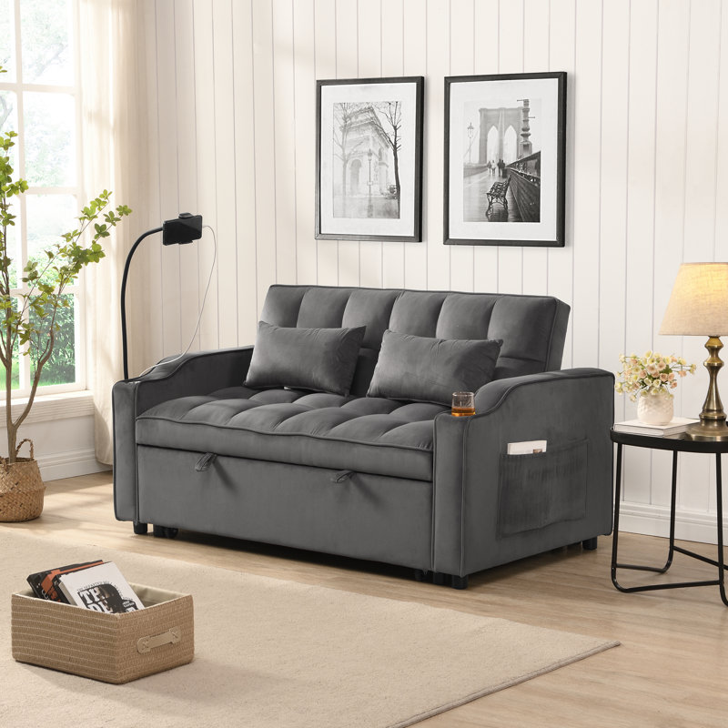 Sofa Bed With Trundle Dark Grey, Dark Gray