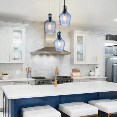 3-Light Cluster Pendant Light With Seeded Glass