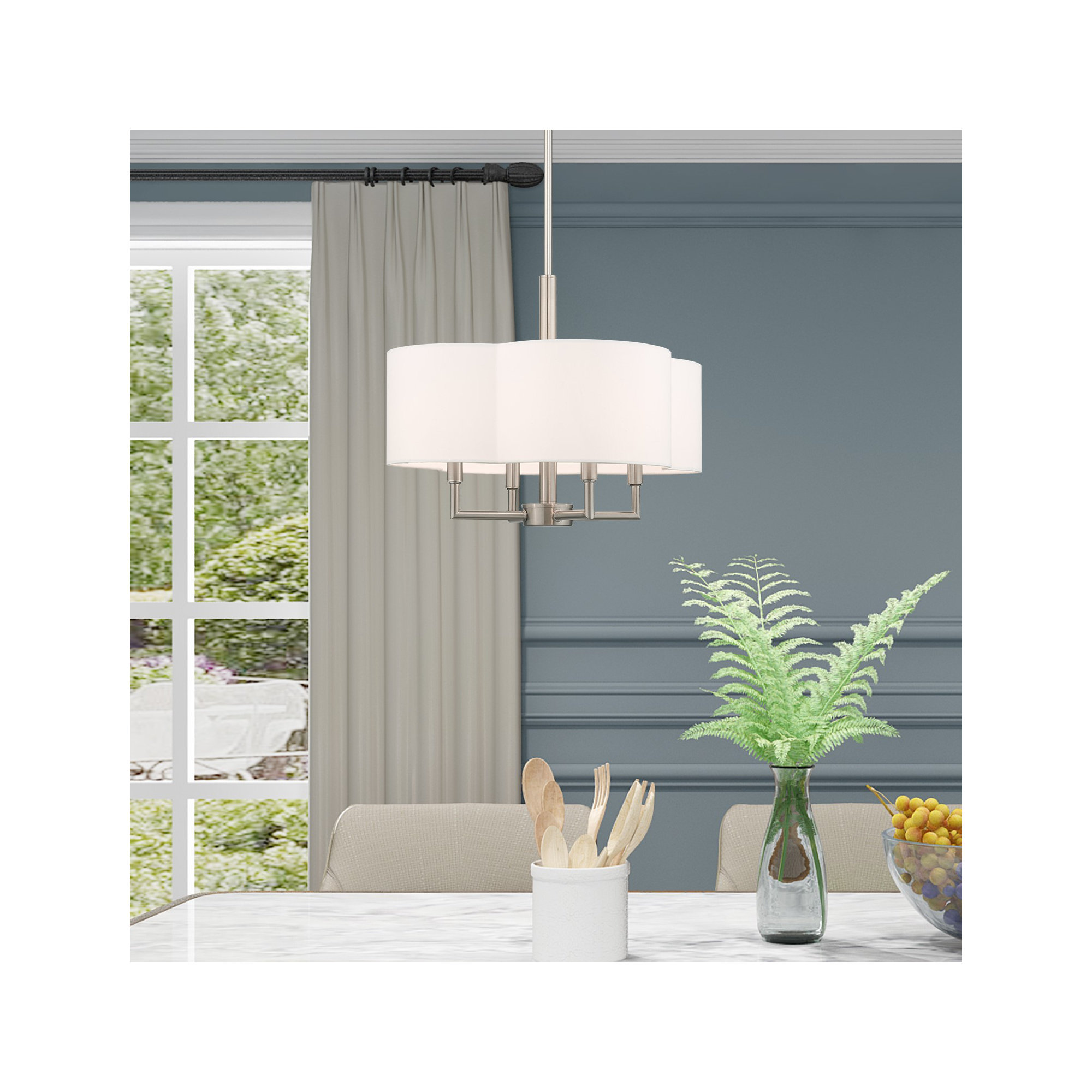 Vino Metal Dimmable Drum Chandelier, 10"H x 20"W x 20"D, Off-White