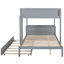 Lit superposé avec lit gigogne simple, bureau et rangement gris