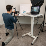 Adjustable Height Rolling Laptop Desk With Mobile Workstation Cart, Compact Sit-Stand Desk For Home, Office, Or Classroom