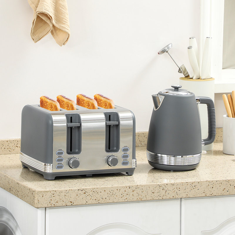 Kettle and Toaster Set, Grey