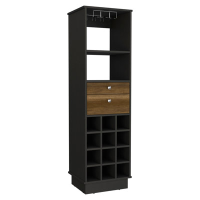 Classic Bar Cabinet, Two Drawers, Twelve Built-In Wine Rack