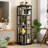360° Rotating 4-Tier Square Bookshelf, Corner Bookcase Tower for Home, Living Room, Study, Bedroom-1221013474