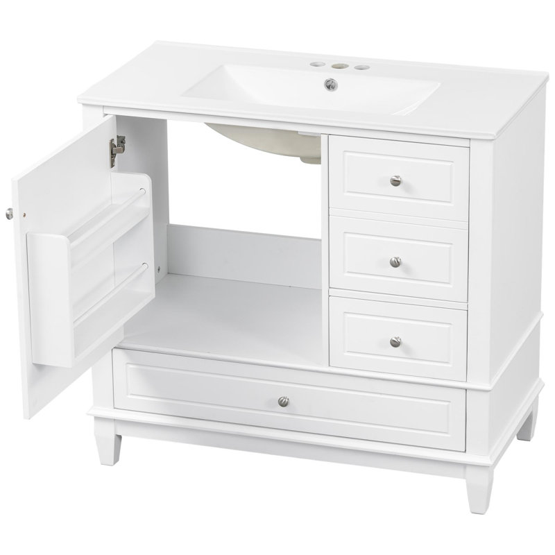 Meuble-lavabo 36 po avec lavabo et rangement polyvalent, White