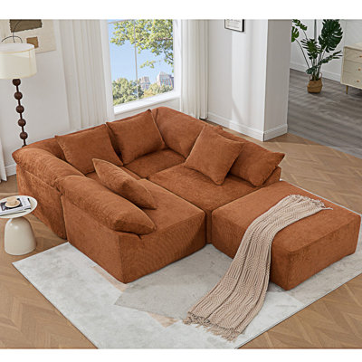 L Shaped Modular Sectional Sofa, 5 Piece Convertible Sleeper Couch