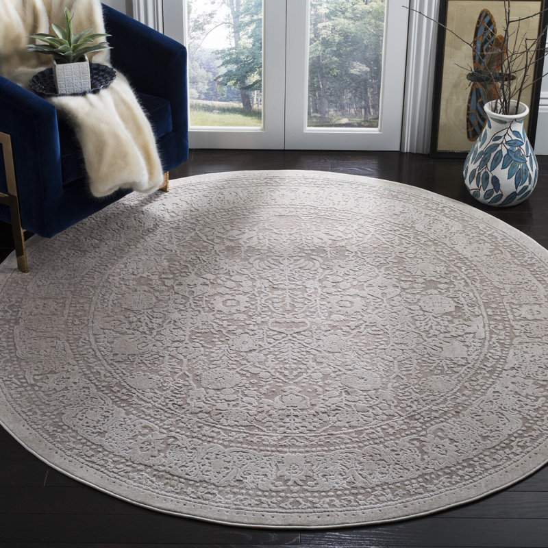 Tapis oriental beige / crème Calidi, Rond 5 pi