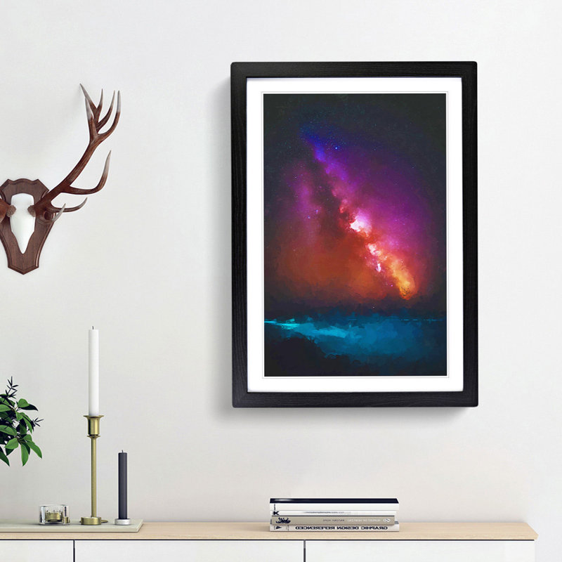 Stars over the Ocean - Picture Frame Graphic Art Print, Black Framed, 65cm H x 48cm W x 2cm D