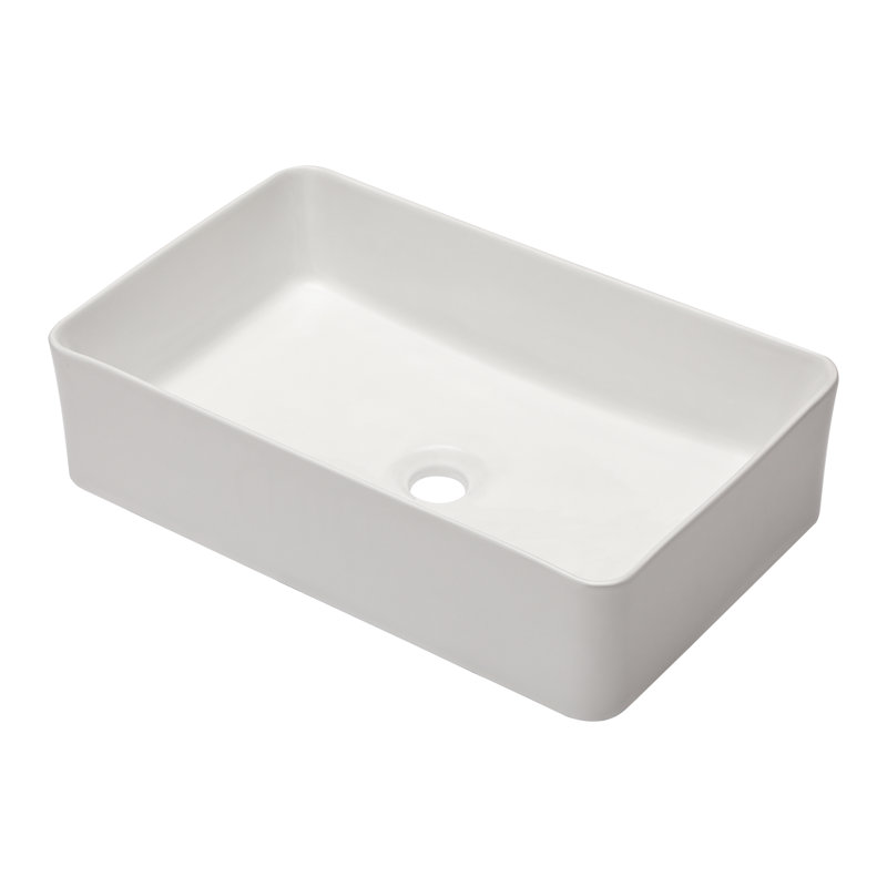 21"x13" White Smooth Ceramic Rectangular Top-Mounted Bathroom Sink