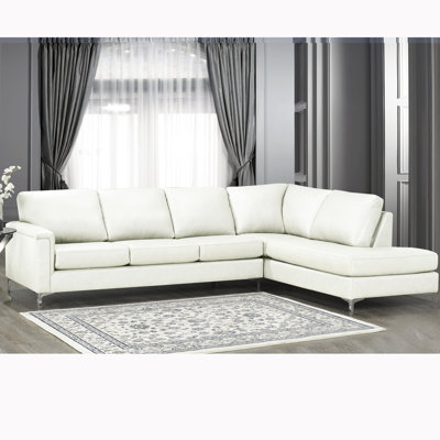 Canapé modulaire en cuir véritable 122,5 po Platte