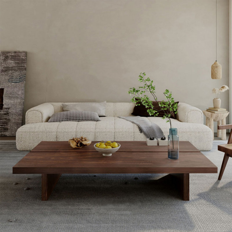 Table basse rectangulaire en bois massif noisette, H 12,99 po x L 39,37 po x l 19,69 po