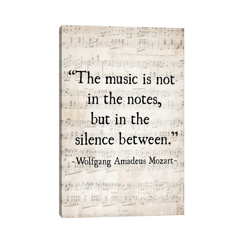 «Music Is Not in the Notes» par Debbra Obertanec - reproduction d'art textuel sur toile tendue, H 26 po x l 18 po x 1,5 po