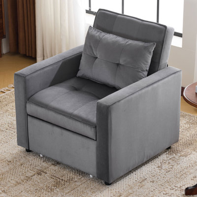 Modern Sofaconvertible Sleeper Sofa Chair Bed With Pillow & Pocket, 3-In-1 Sofa Bed Sleeper Chair In  Velvet Fabric  , , Study, Apartment,