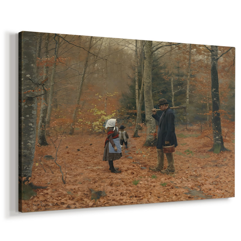 Le bûcheron dans une forêt d'automne - Hans Andersen Brendekilde - Toile tendue avec châssis-c. Fin du 19e siècle / début du 20e siècle