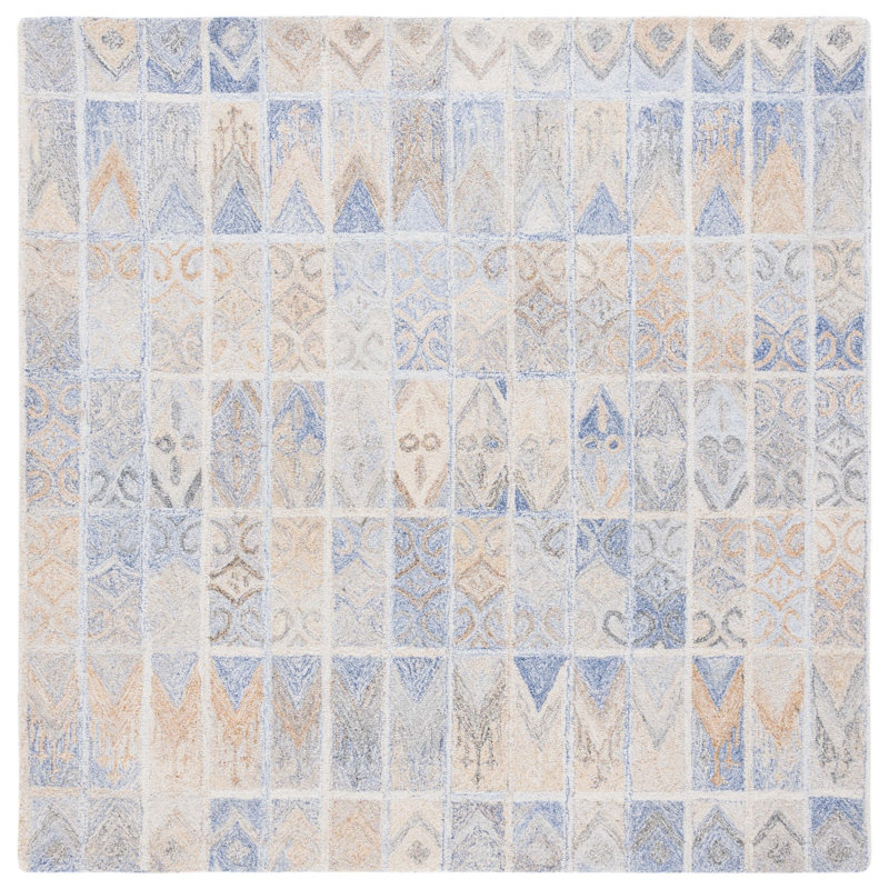 Tapis géométrique touffeté à la main Melica, Carré 6 pi