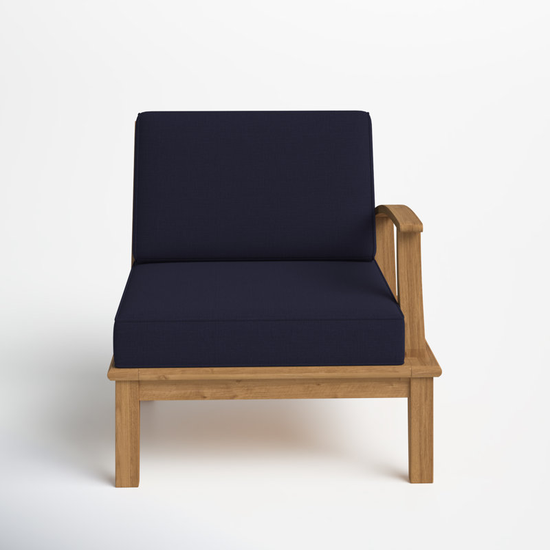 Modway Pier Outdoor Patio Teak Right-Facing Sofa, Navy/Brown