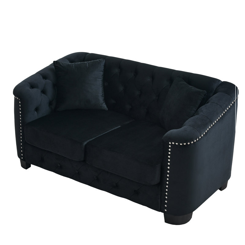 3-seater + 2-seater Combination sofa.Velvet, Black