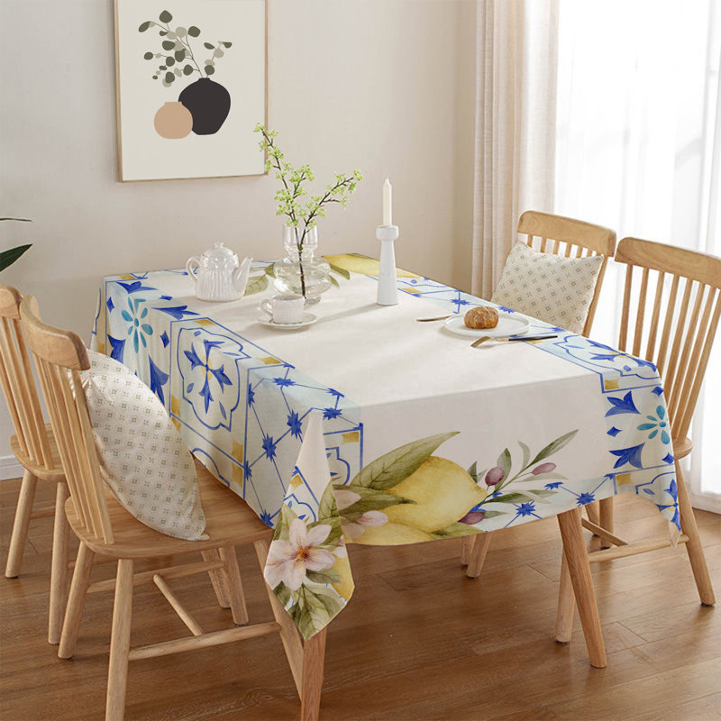 Premium Tablecloth (55 x 87 inches), 50% Cotton / 50% Polyester, Machine Washable & Ironable | Durable, Tumble Dryer Safe, Elegant Design for Dining Room & Special Occasions, Versatile & Easy Care