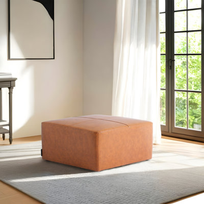 Hustle 89Cm Wide Genuine Leather Rectangle Footstool Ottoman