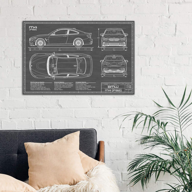 BMW M4 (F82) Black 1 Piece Wrapped Canvas Wall Art, 101.6 cm H x 66.04 cm W x 1.91 cm D