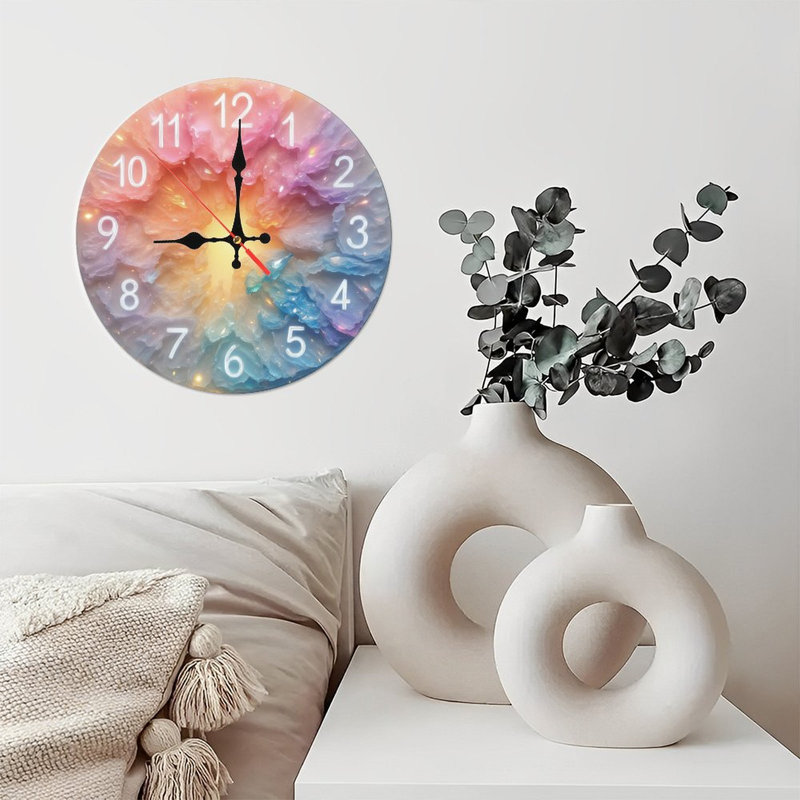 Horloge sur tourbillon de nuages pastel