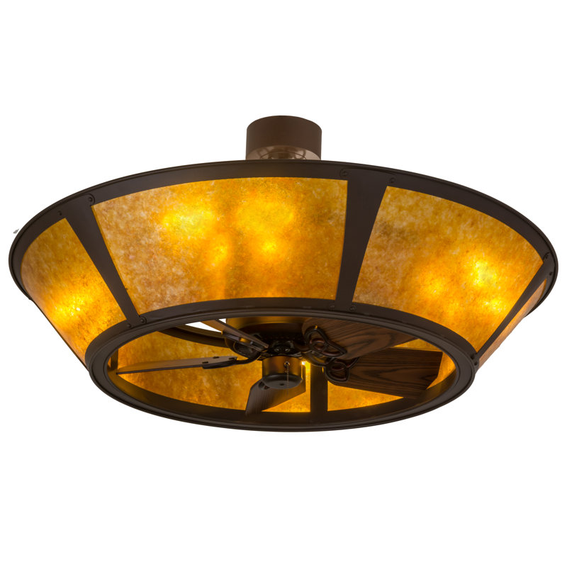 Cafe Noir 8-Light Chandel-Air with Amber Mica Shade