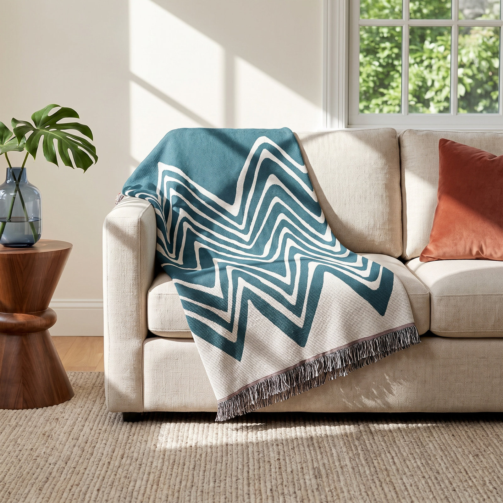 Addai Throw Blanket, Teal, 60" H x 80" W (Queen)