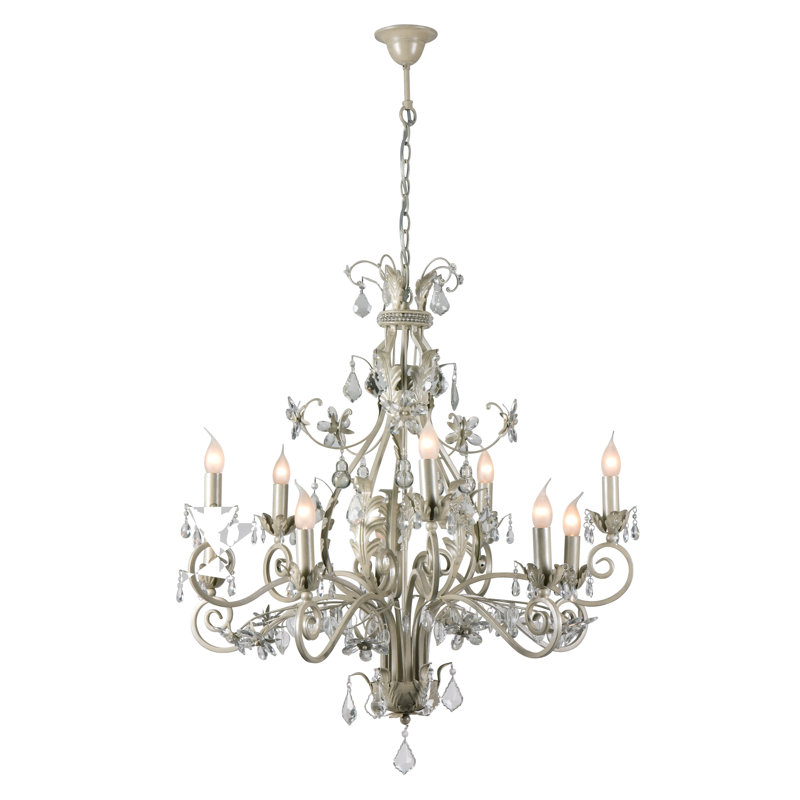 Eklund 10 - Light Candle Style Chandelier, Beach Ivory Metal