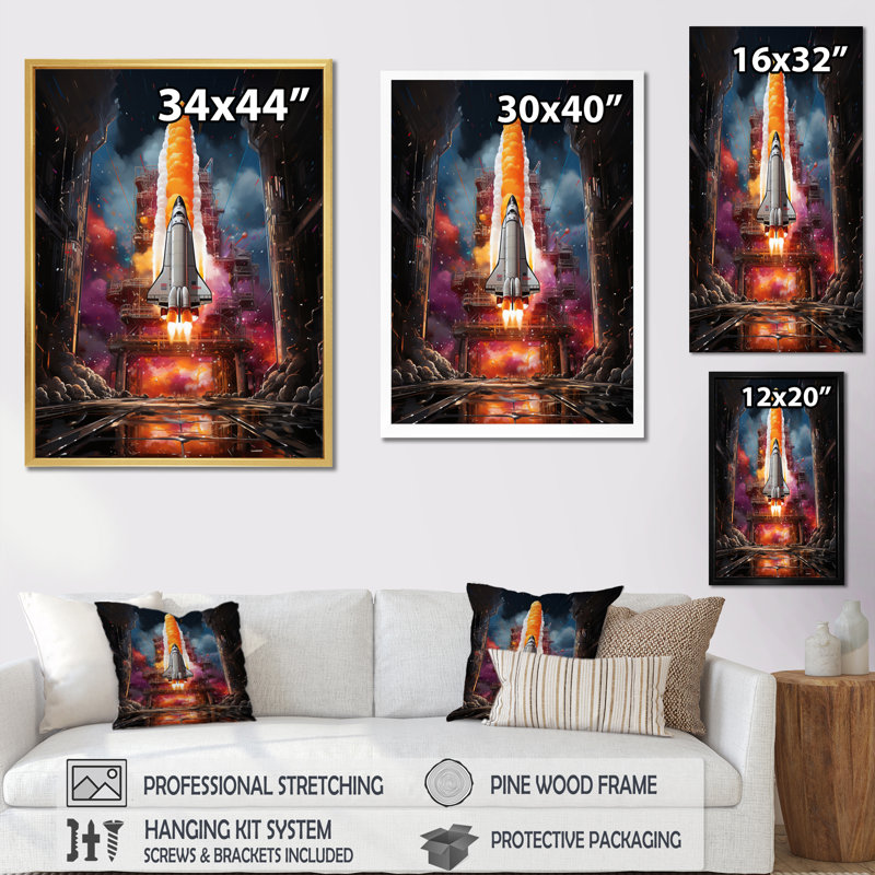 " Rocketship Rhythm I ", Natural Floater Framed, 40" H x 30" W x 1.5" D