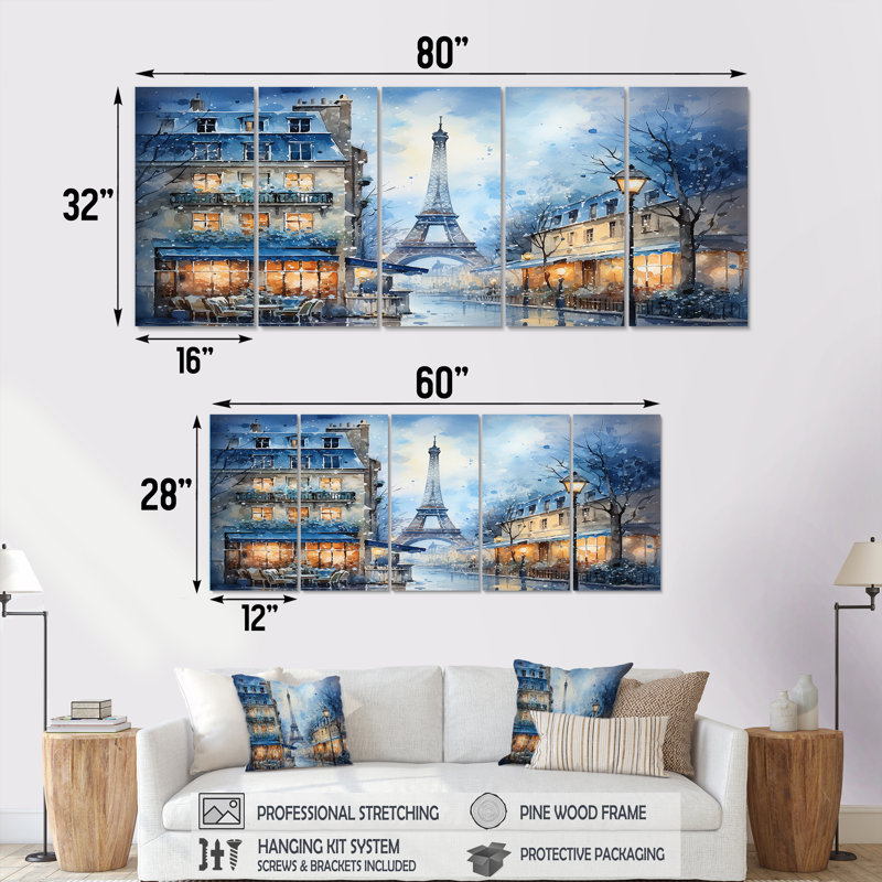 Ensemble d'art mural gris 5 pièces, H 28 po x l 60 po
