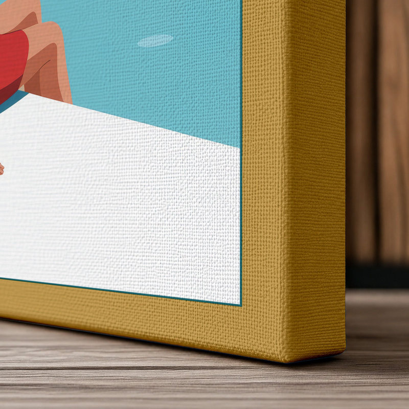Poolside Summer Modern - Wrapped Canvas, 18x12 - 45.7 x 30.5 cm, Ochre Border