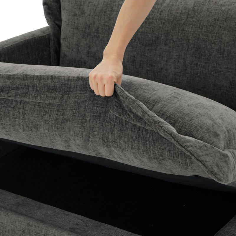 Canapé surdimensionné rembourré en chenille gris foncé 2 pièces, Gris foncé