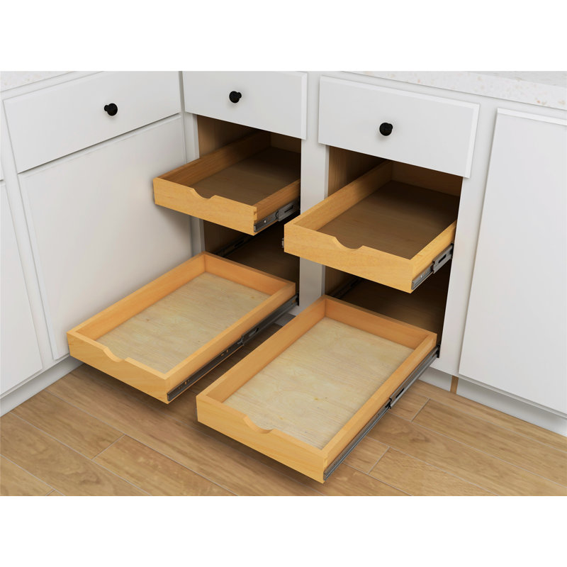 Ouverture de meuble de 30,5 cm (12 po) – Tiroir coulissant en bois massif de 28 cm (11 po) de largeur x 53 cm (21 po) de profondeur