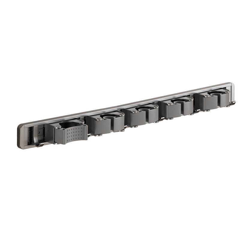 Wall-Mounted Broom Rack With 5 Brackets And 6 Hooks 60 Cm * 5 Cm