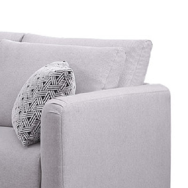 Canapé modulaire en L Lane, repose-pieds, 3 coussins, gris clair, 95 pouces, Orienté à gauche (vu de face), Lin gris