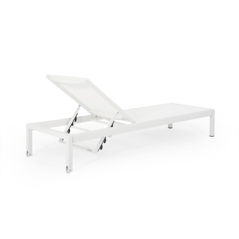 Comfortable Ventilated Mesh Chaise Lounge With Stable Aluminum Construction - White Adjustable Frame And Wheels