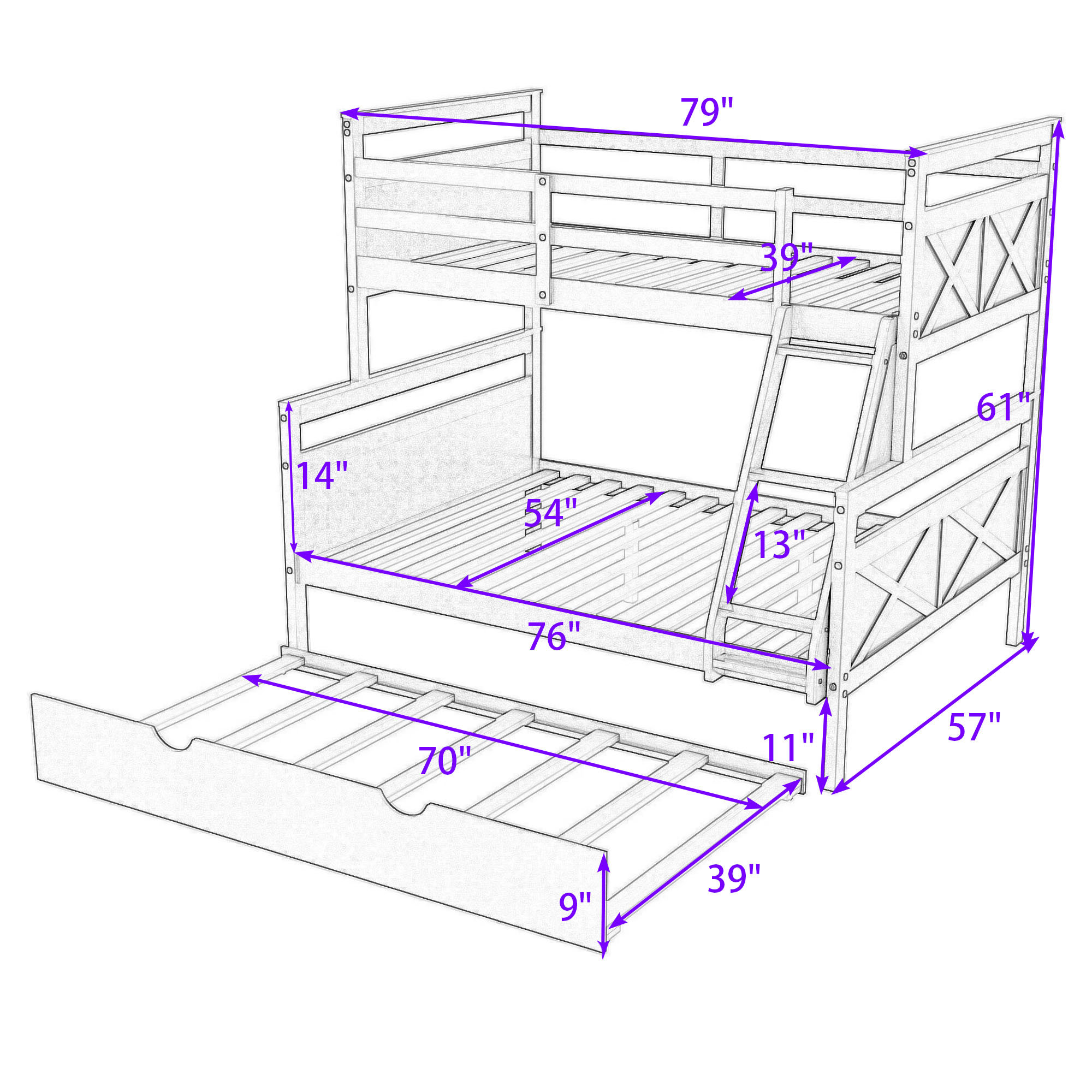 Harper Orchard Grena Twin Over Full Solid Wood Standard Bunk Bed with ...