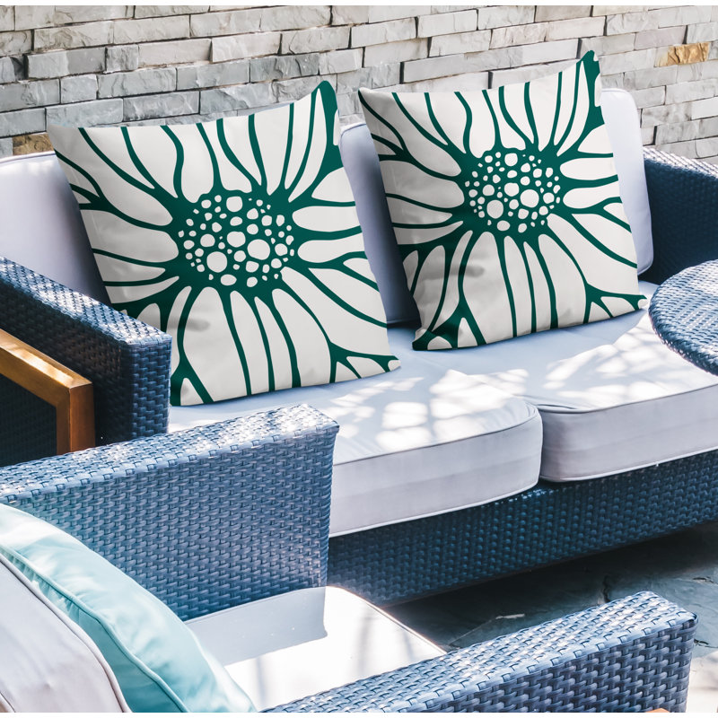 Housse et insert de coussin décoratif intérieur / extérieur en mélange de polyester, L 19 po x H 19 po, Émeraude