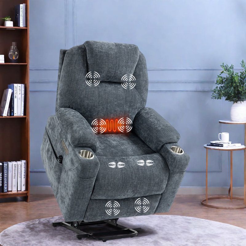 Fauteuils inclinables électriques, chenille, bleu-gris pour la maison