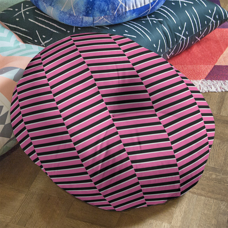 Coussin de sol à rayures fracturées, 26 po x 26 po, Rose