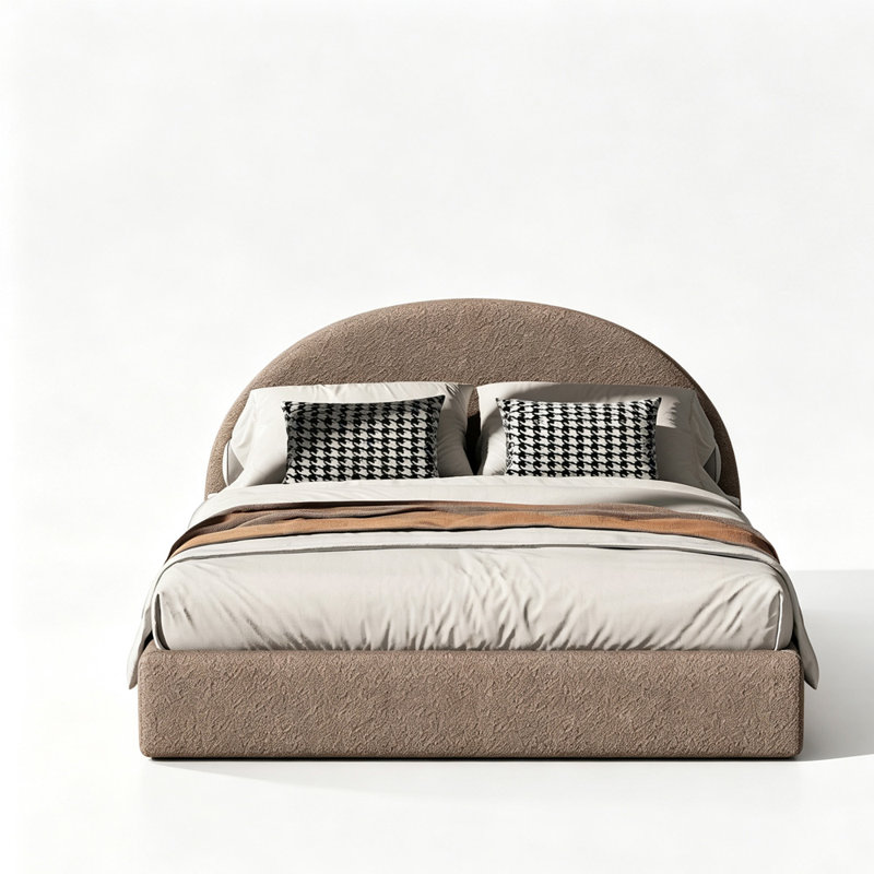 Boucle Bed Frame With Headboard, Kingsize (5'), Brown