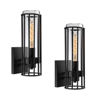 Applique murale d'extérieur, style géométrique, base Max E26 de 60 W, noir