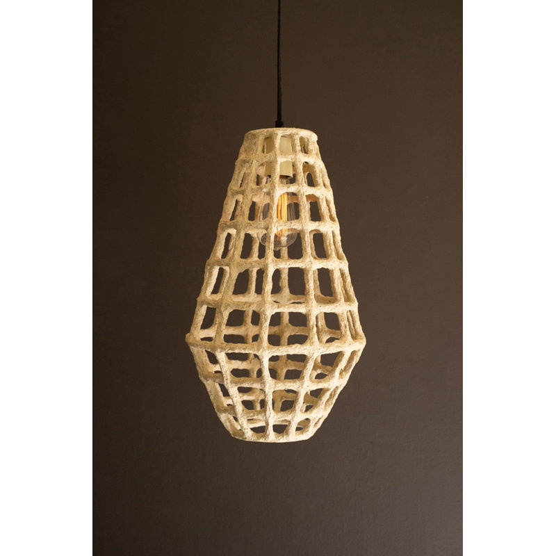  Luminaire suspendu en forme de grille blanche en papier blanc - hauteur 17,75 po