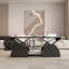 Table basse rectangulaire avec 6 espaces de rangement indépendants - Design géométrique moderne, noir-631769742