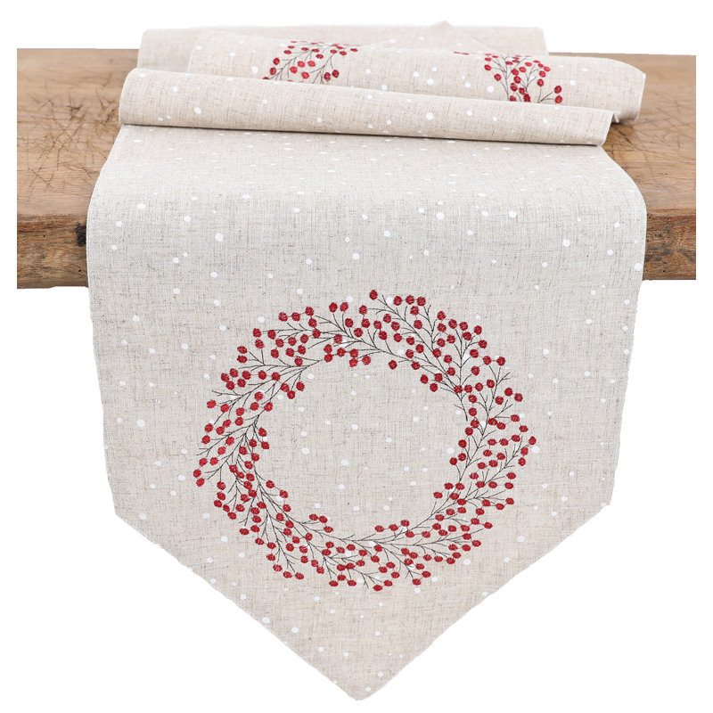 Chemin de table Isakson Holly, Lin, L 90 po x l 15 po