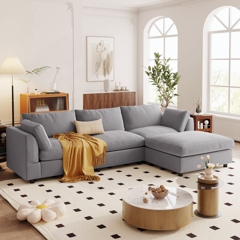 Canapé modulaire Upholstery Convertible avec repose-pieds réglable et sièges spacieux